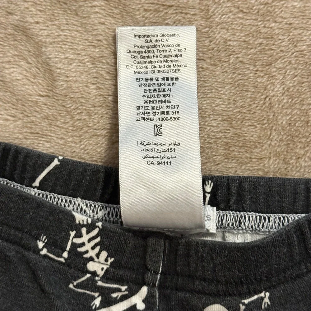 Pottery Barn Kids 2T Organic Cotton Skeleton Skateboard Pajama Set Black 2 Piece